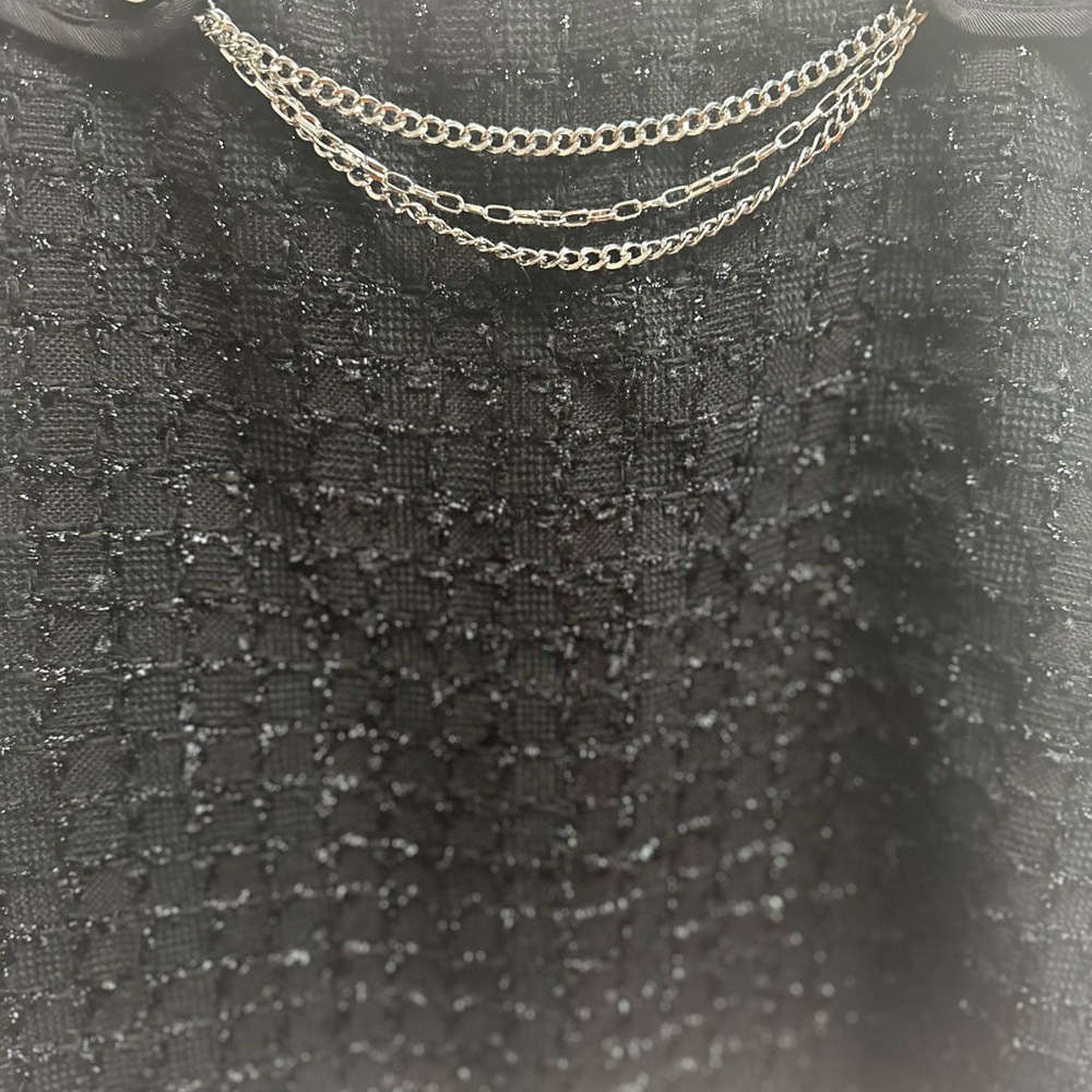 White House Black Market Black Mini Skirt with Chain Accent - Picture 3 of 7